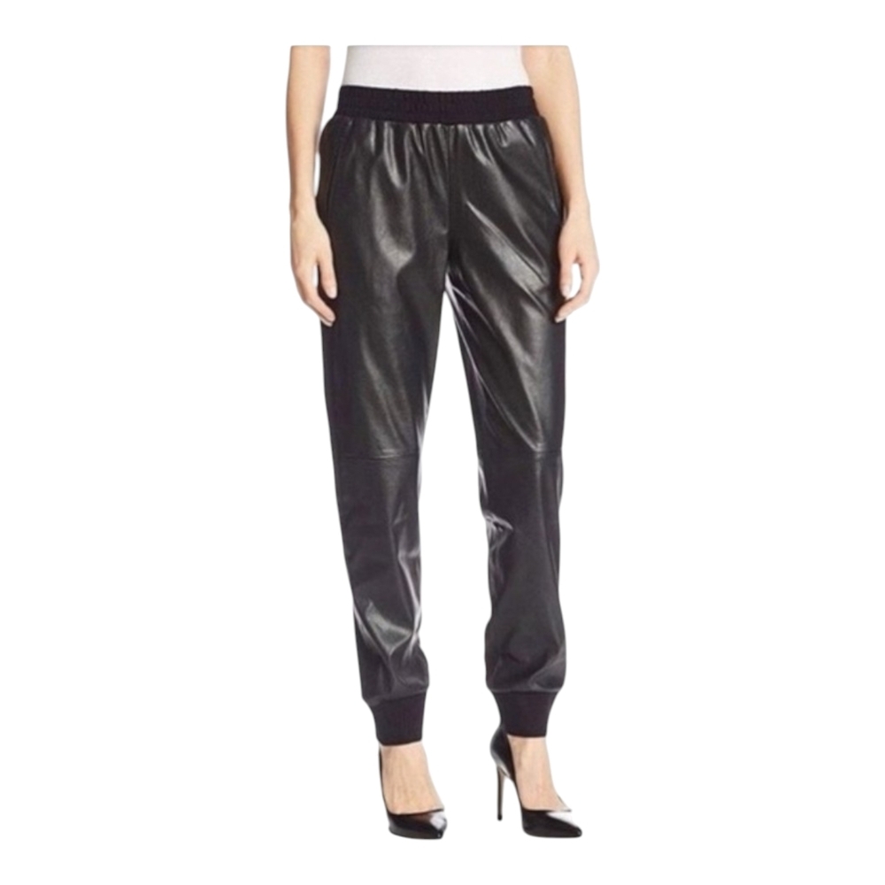 BCBGMaxAzria Black Faux Leather Joggers